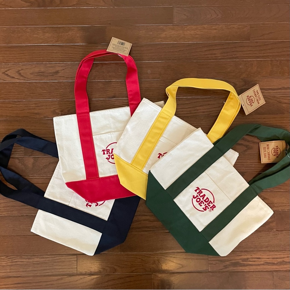 Trader Joe's mini Canvas Tote Bags Set